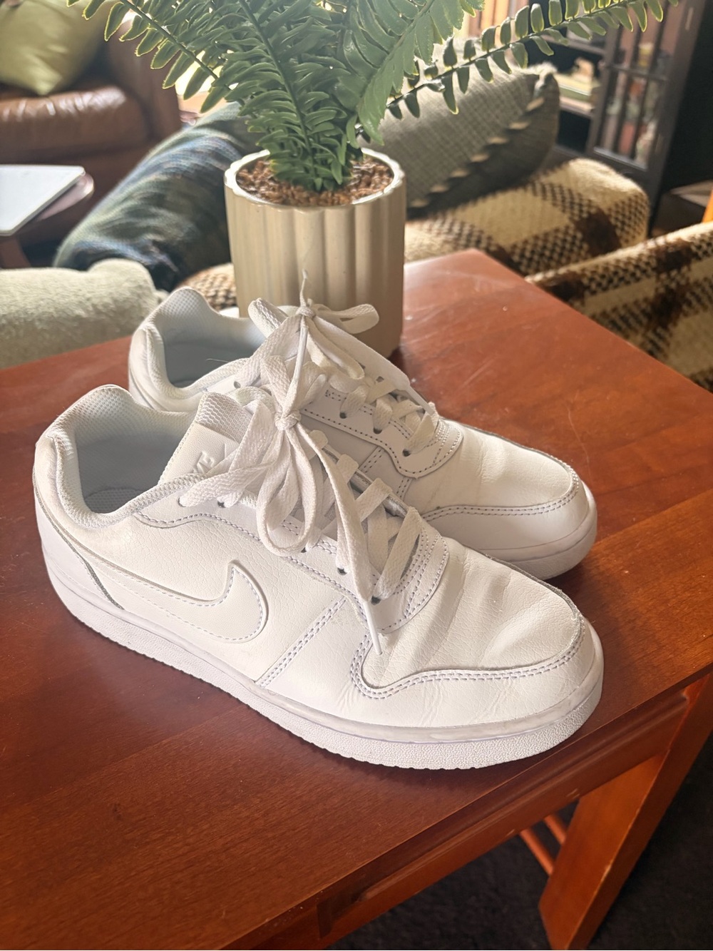 Nike Ebernon Pure White Sneakers Size 7